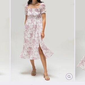 Morning Lavender Marie Smocked Midi Dress